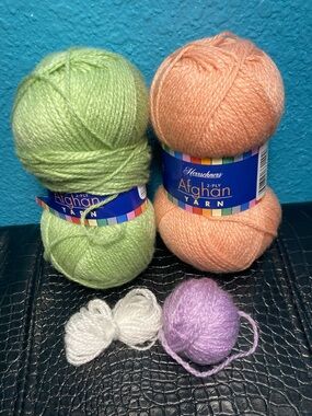2 NWT Herschner's Afghan 2-Ply Yarn 2 oz each - COLORS Sage and Light Coral